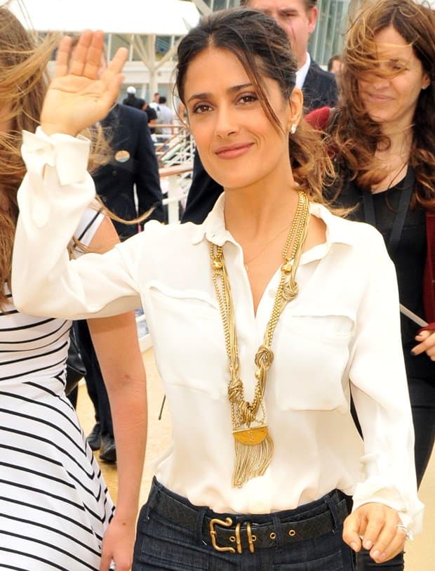Salma Hayek appears for the DreamWorks Animation and Royal Caribbean International premiere of Puss in Boots aboard the Allure of the Seas in Fort Lauderdale on October 16, 2011