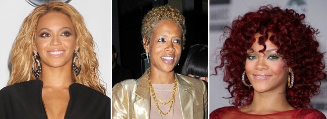 Songstresses Beyonce Knowles, Kelis, and Rihanna show the best accessories for curly hair