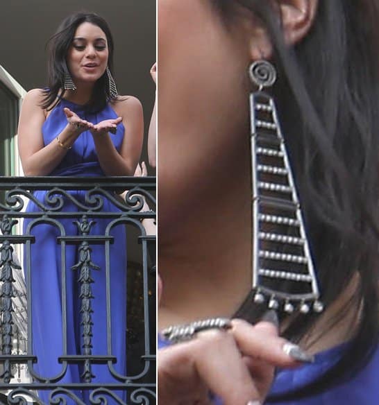 Vanessa Hudgens wears long ladder earrings