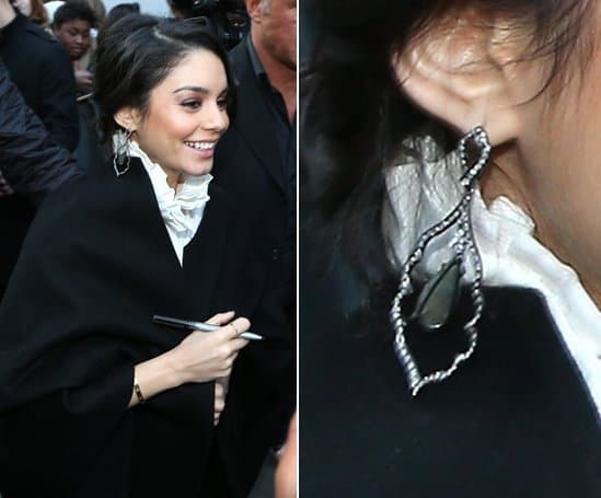 Vanessa Hudgens wears crystal-embellished earrings