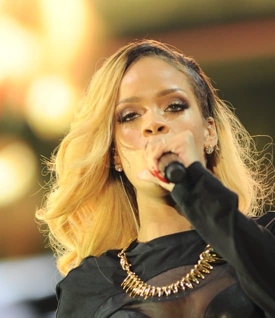 Rihanna belting out her songs for a sold-out stadium