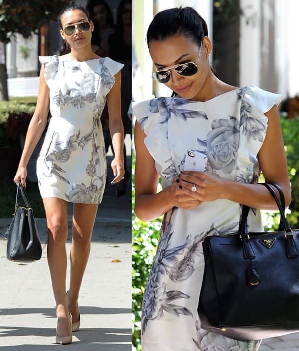 Naya Rivera shopping for her wedding dress at the Monique Lhuillier boutique in Beverly Hills on October 13, 2013