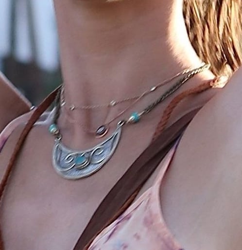 Alessandra Ambrosio shows off her layered necklaces