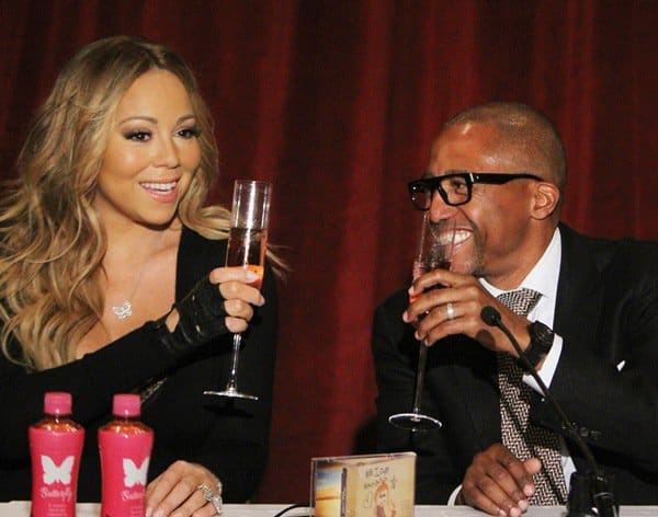 Mariah Carey and Kevin Liles announce the launch of her Go N'Syde bottle "Butterfly" at the Saint Regis Hotel