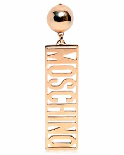 Moschino Logo Lettering Gold Plated Earrings