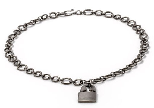 Jillian Dempsey "Punk Lock" Necklace in Black Matte Rhodium