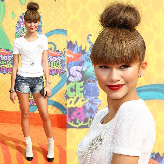 Zendaya at the 2014 Nickelodeon Kids' Choice Awards, held at the USC Galen Center in Los Angeles, California, on March 29, 2014