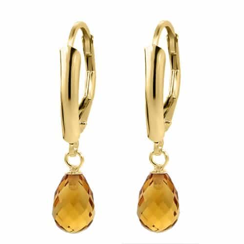 Gem Stone King Citrine 14K Yellow Gold Earrings