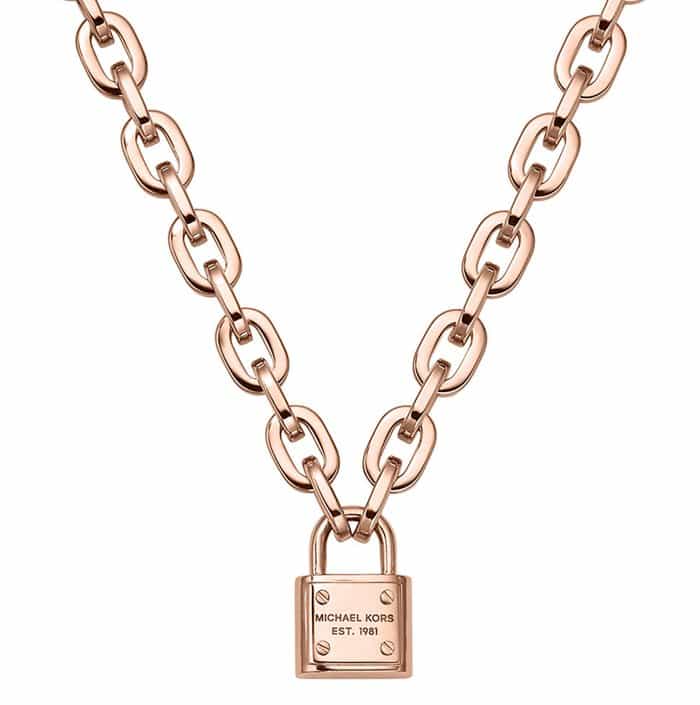 Michael Kors Rose-Gold-Tone Padlock Pendant Necklace