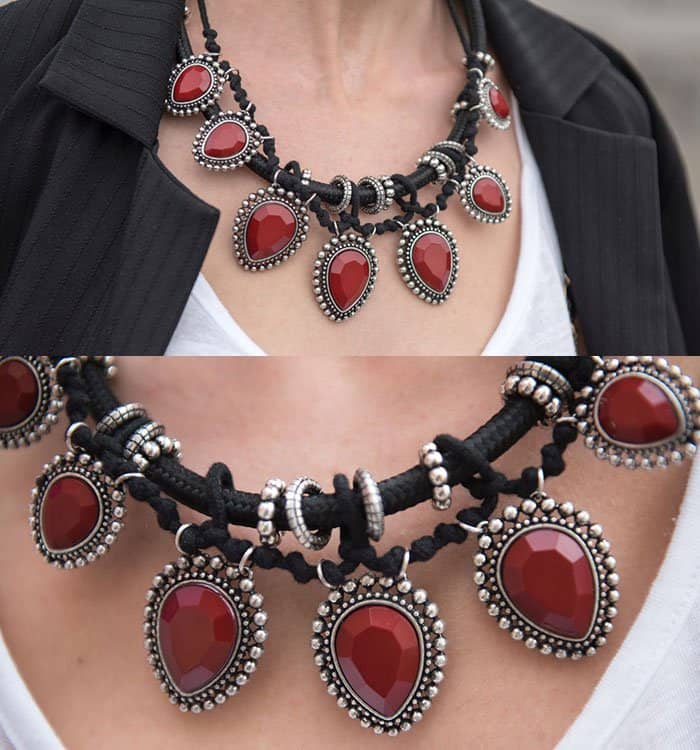 Porcelanna’s red-and-black statement necklace