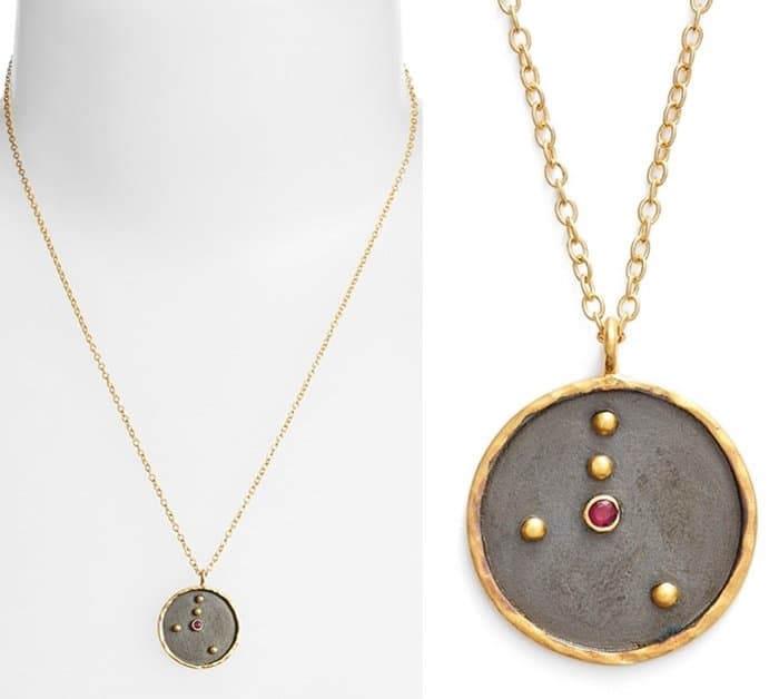 Satya Jewelry Reversible Constellation Pendant Necklace in Gold Amethyst Aquarius