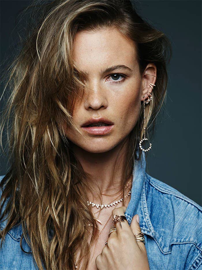 Behati Prinsloo is the face of the fall 2015 campaign of Los Angeles-based jewelry brand Jacquie Aiche