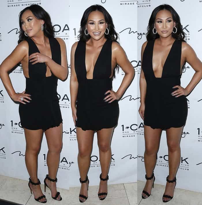 Dorothy Wang flaunts her legs in Anthony Vaccarello at her birthday celebration at 1 OAK nightclub