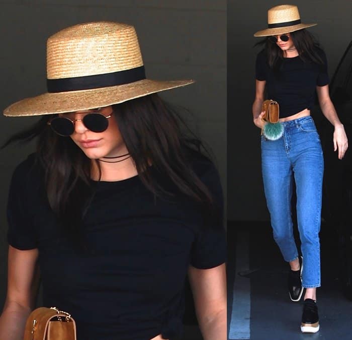 Kendall Jenner wears an Are You Am I Double Wrap Lilou choker in Beverly Hills