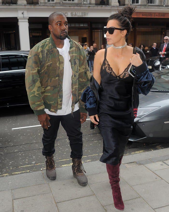 Kim Kardashian with husband Kanye West heading to C Restaurant for lunch in London