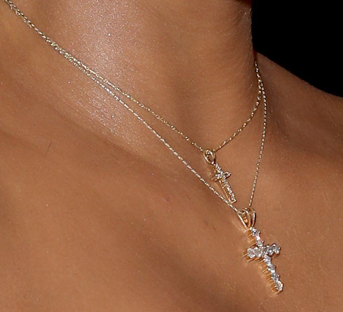 Kim Kardashian's two layers of cross necklaces