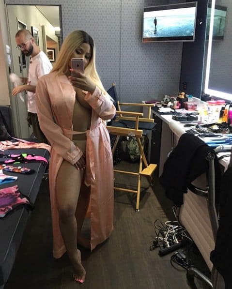 Niki Minaj in a revealing open robe getup