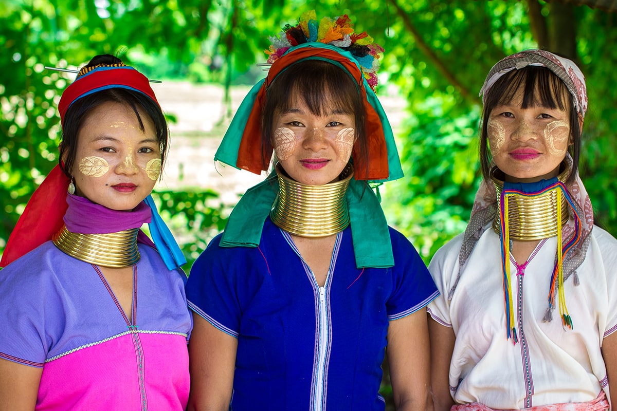 Kayan women are known for wearing brass neck rings around their necks to make them appear longer